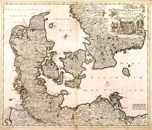 Map of Denmark and southern Sweden. Justus Danckerts ca.